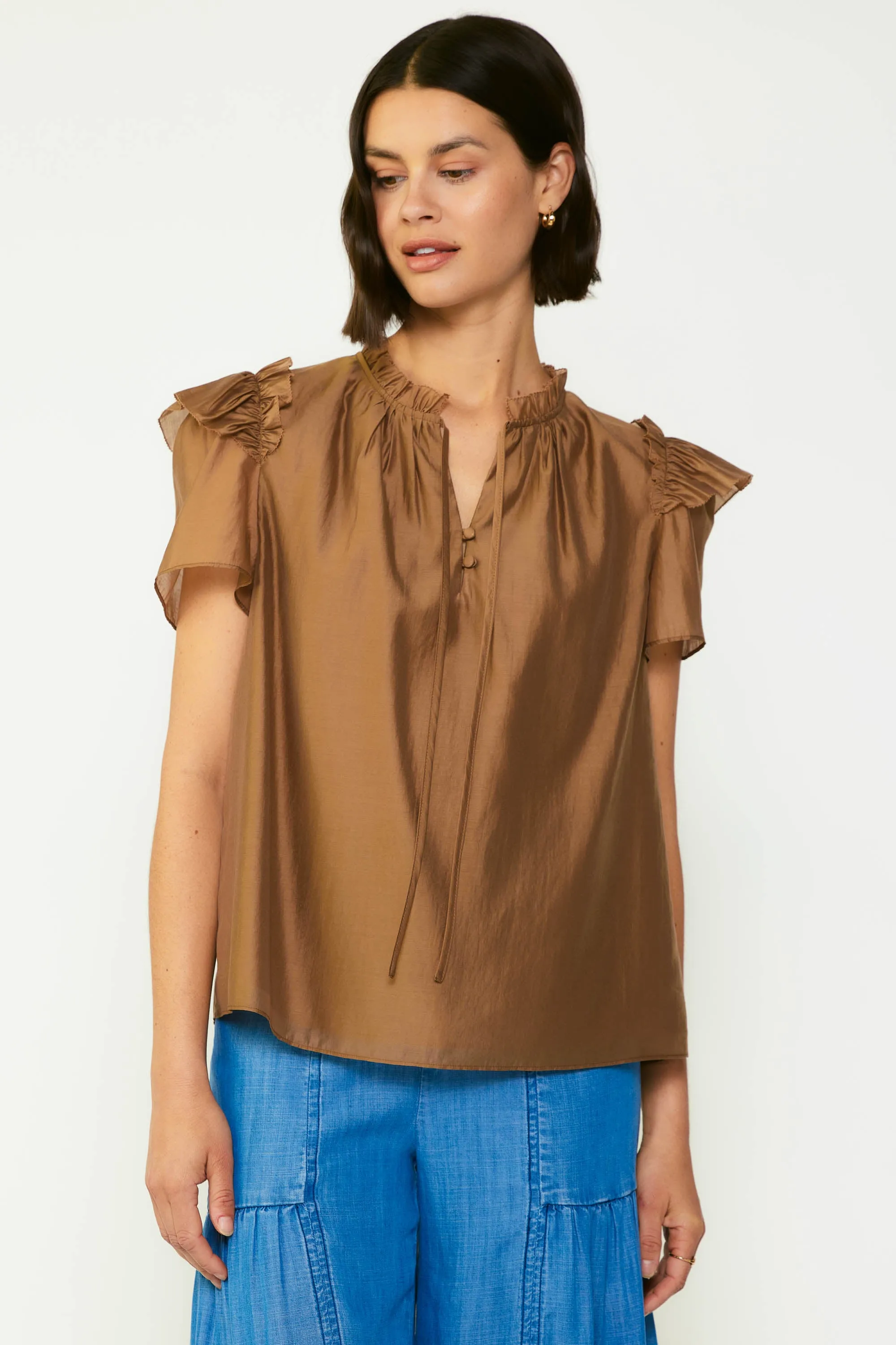 Ruffled Shoulder Blouse