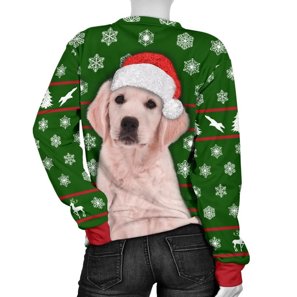 Santa Golden Retriever Womens Christmas Sweater