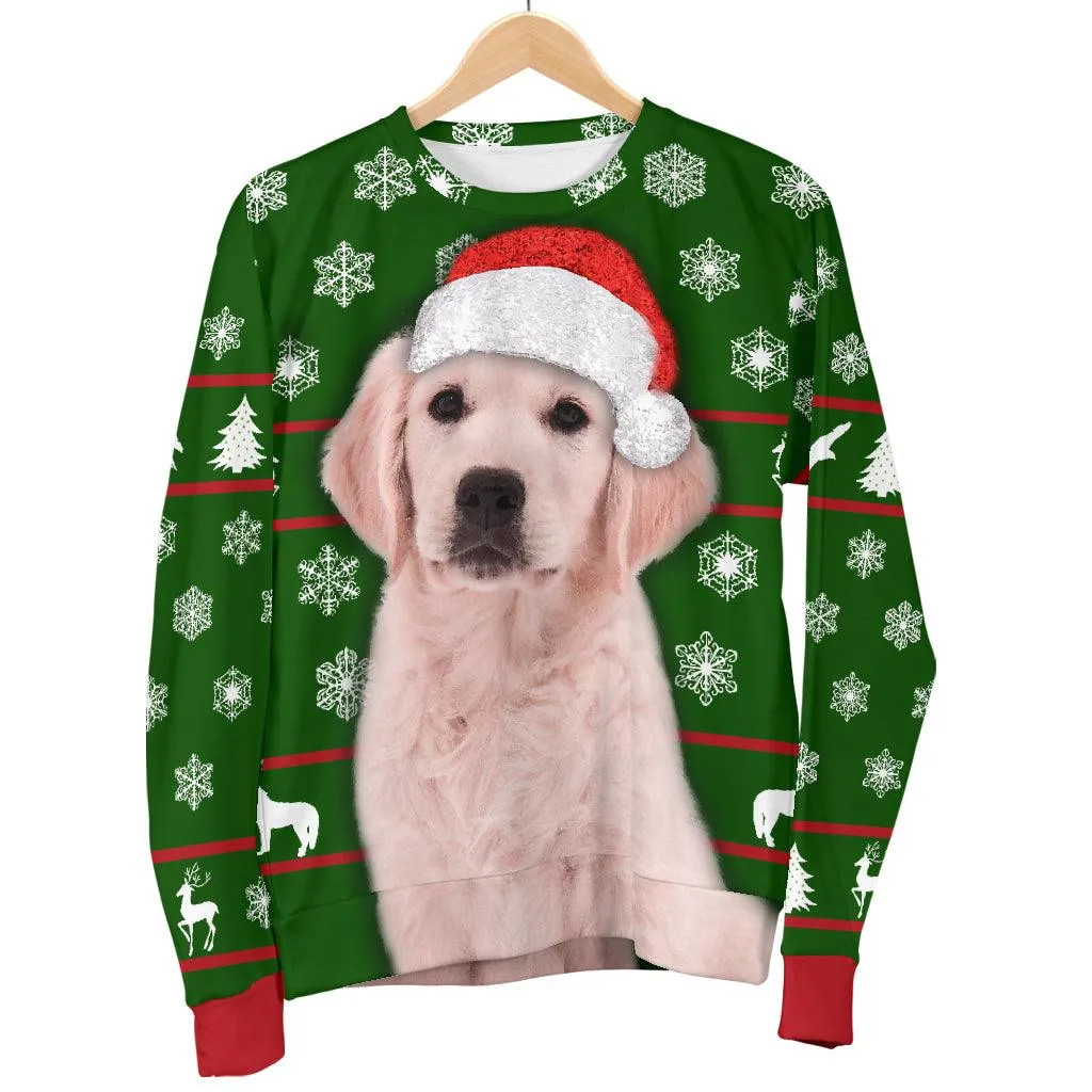 Santa Golden Retriever Womens Christmas Sweater