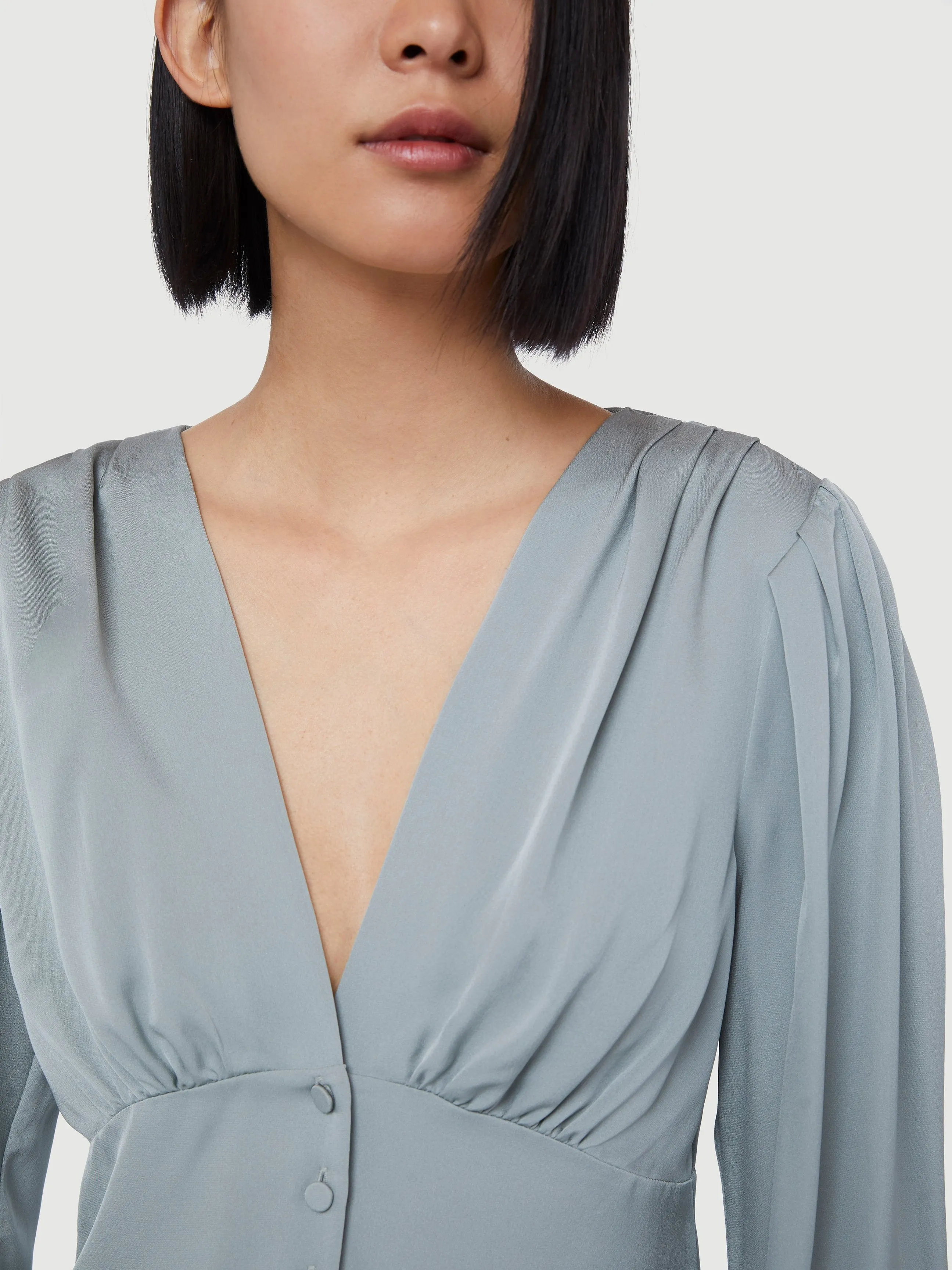 Silk Empire Pleat Top -- Sage