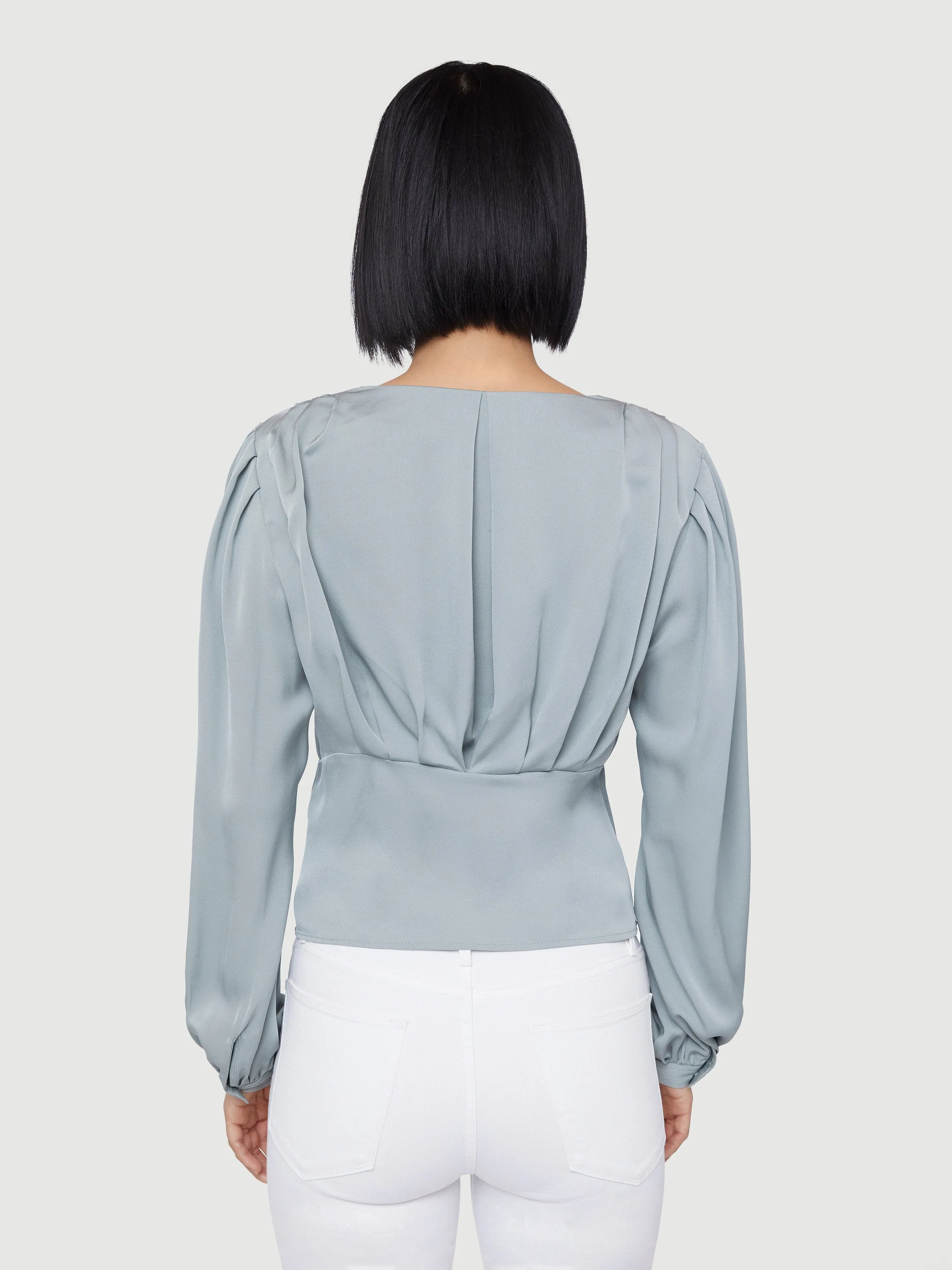 Silk Empire Pleat Top -- Sage