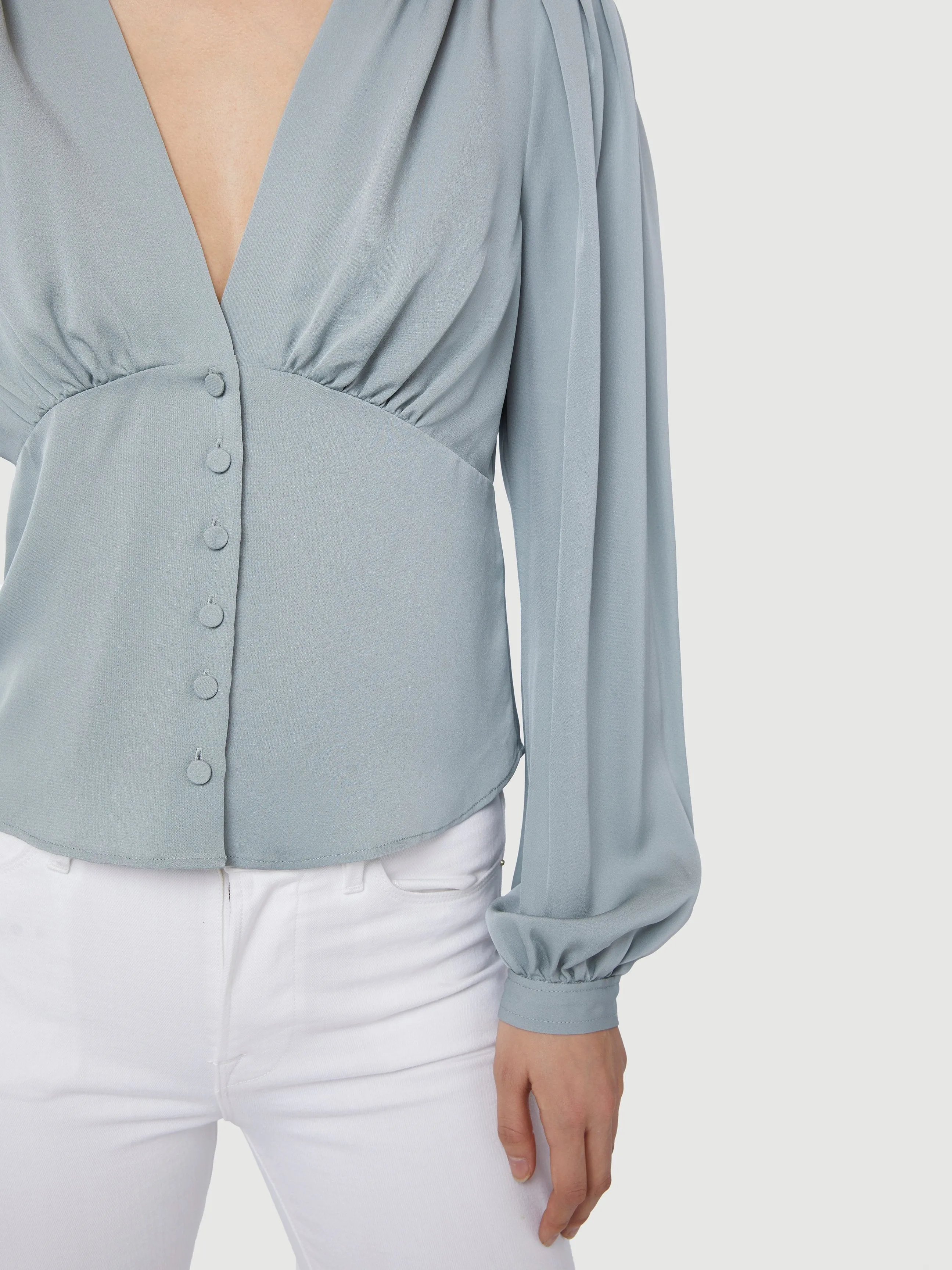 Silk Empire Pleat Top -- Sage