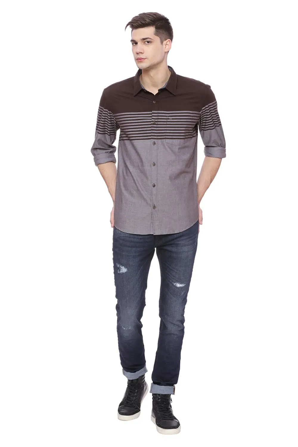 Slim Fit Engineered Stripe Shirt