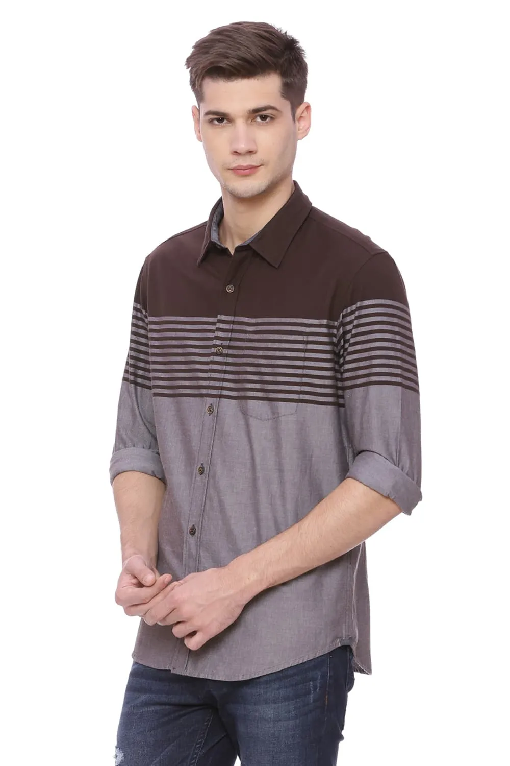 Slim Fit Engineered Stripe Shirt