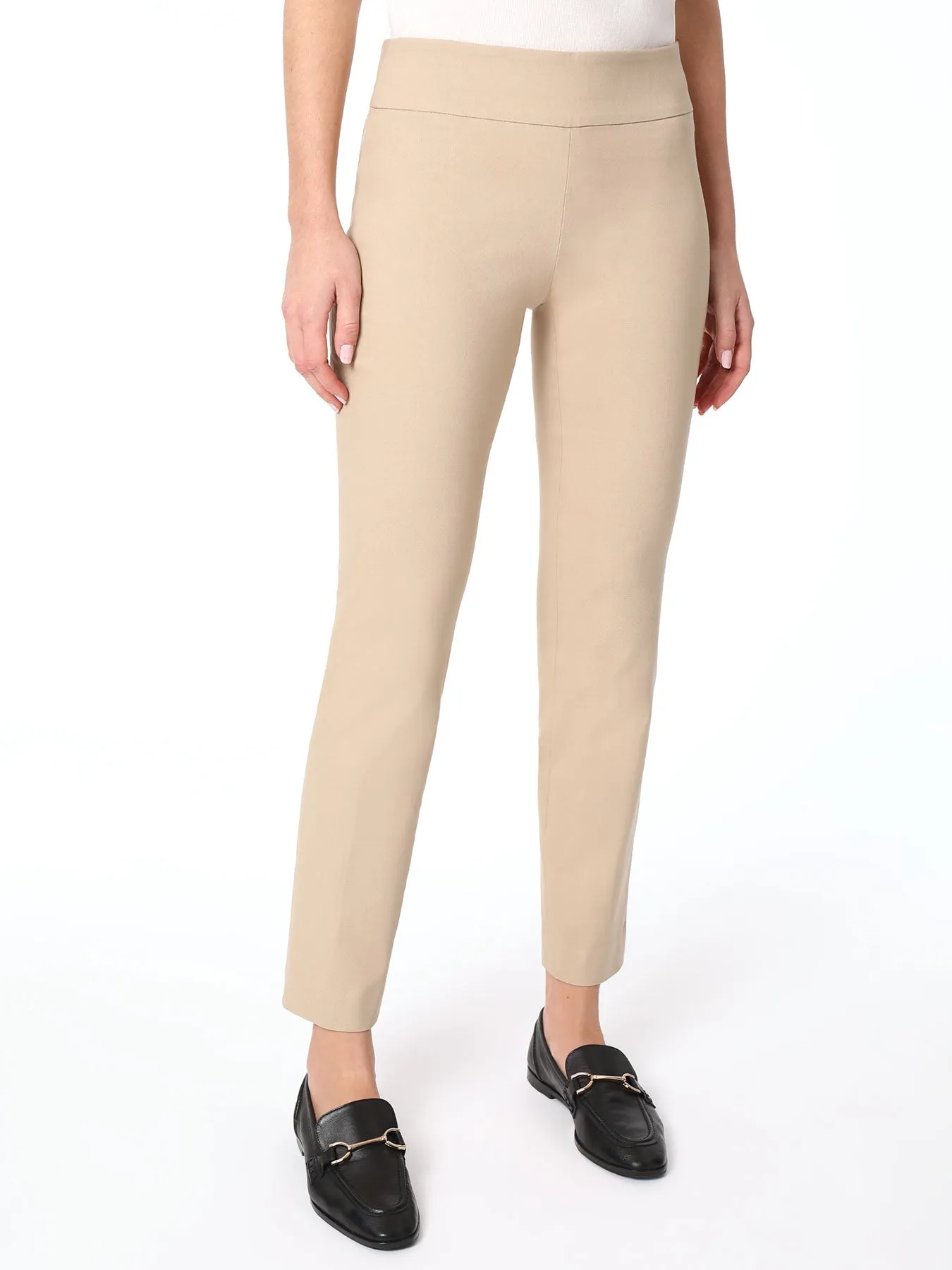 Solid Stretch Pull-On Straight Leg Pant