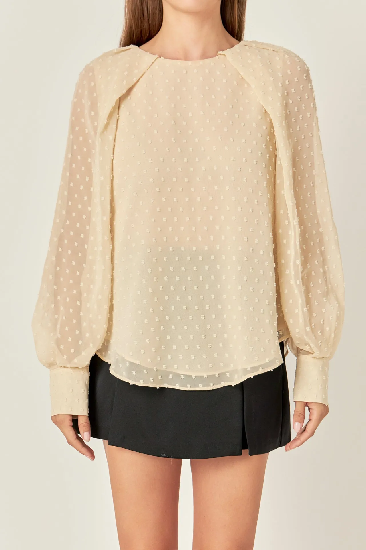 Swiss Dot Long Sleeve Blouse