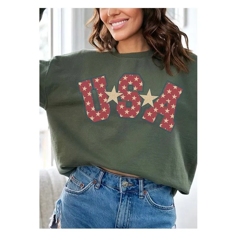 USA Star America Oversized Graphic Sweatshirt