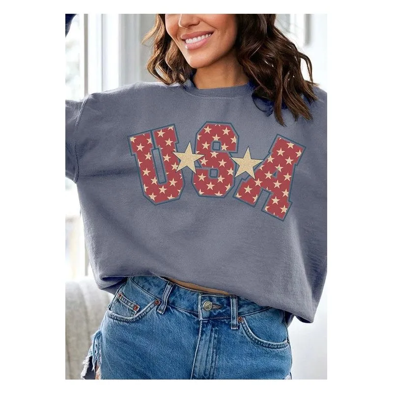 USA Star America Oversized Graphic Sweatshirt