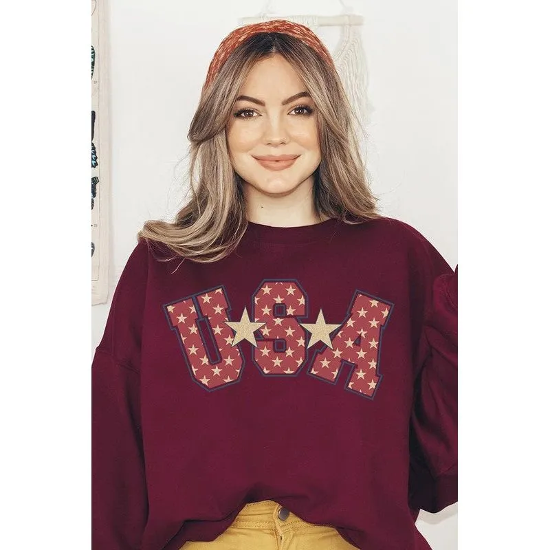 USA Star America Oversized Graphic Sweatshirt