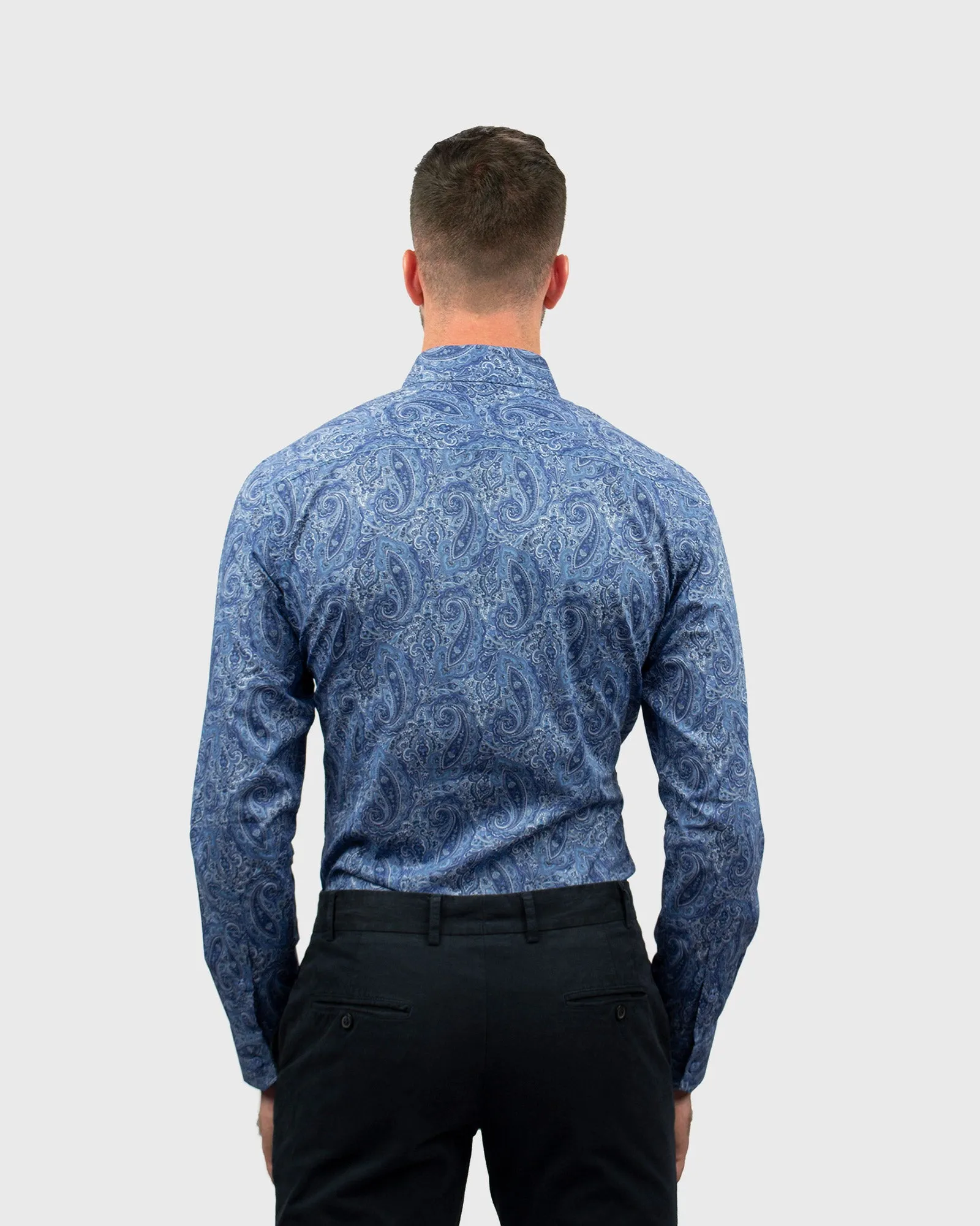 VINCENT & FRANKS S183636015F BLUE PAISLEY LIBERTY PRINT SLIM SC SHIRT