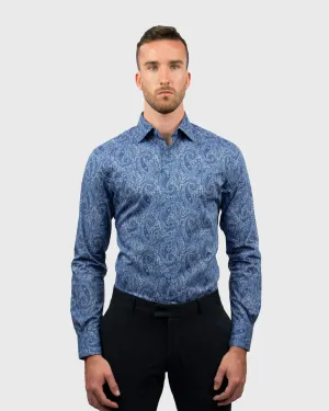 VINCENT & FRANKS S183636015F BLUE PAISLEY LIBERTY PRINT SLIM SC SHIRT