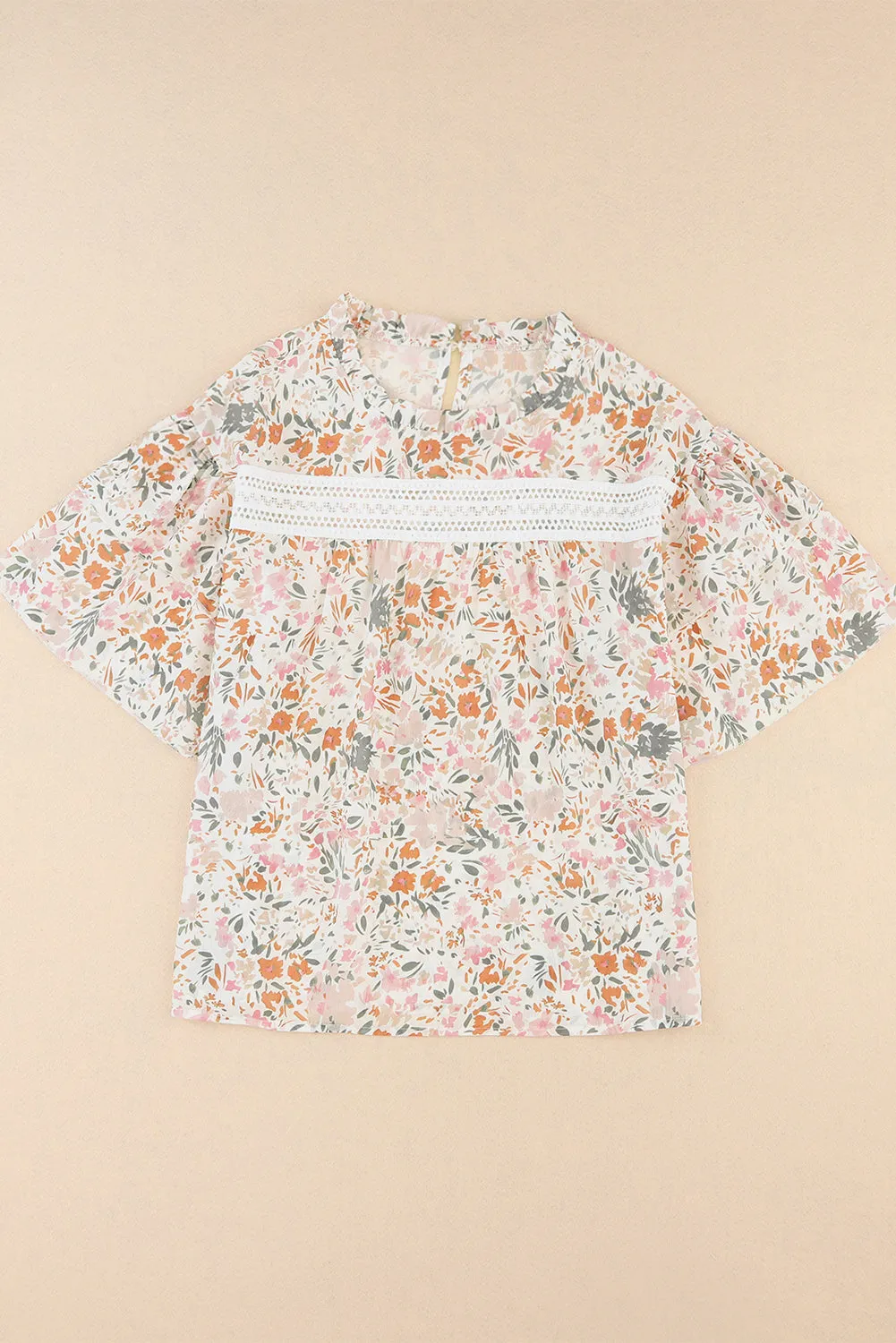 Women's Floral Print Button Loop Closure Blouse