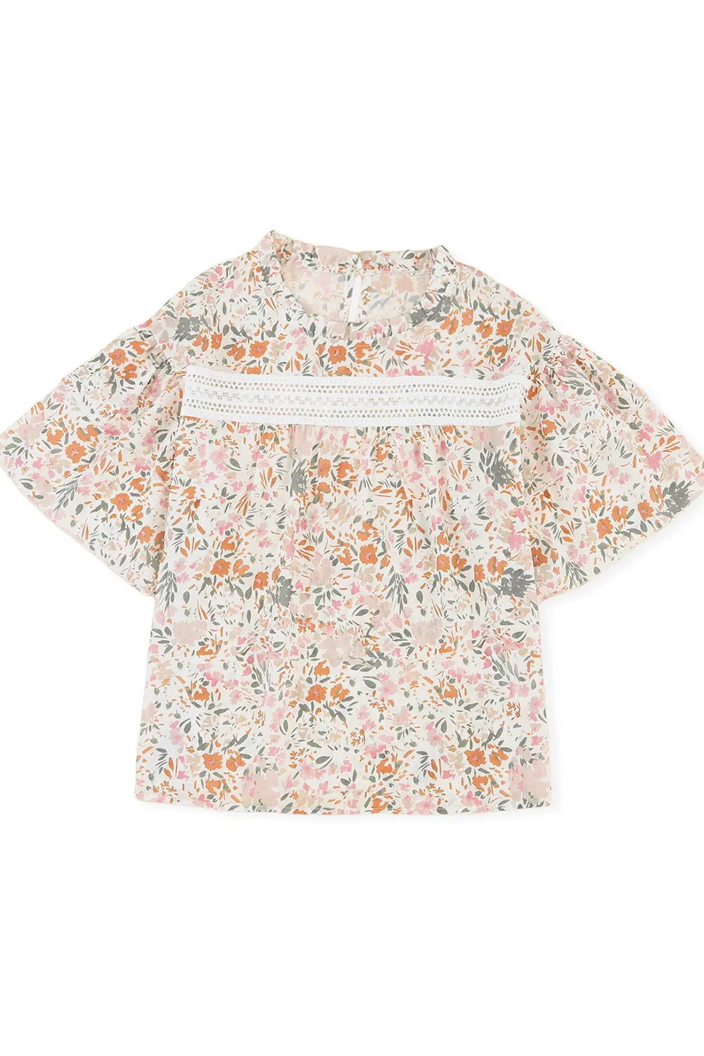 Women's Floral Print Button Loop Closure Blouse