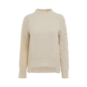 Wool Mohair Knit Pullover in Off White