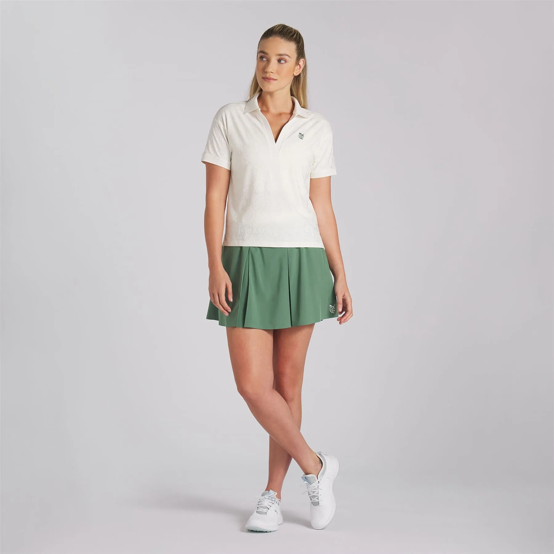 X QGC Womens Relaxed Crop Polo Warm White - SS24