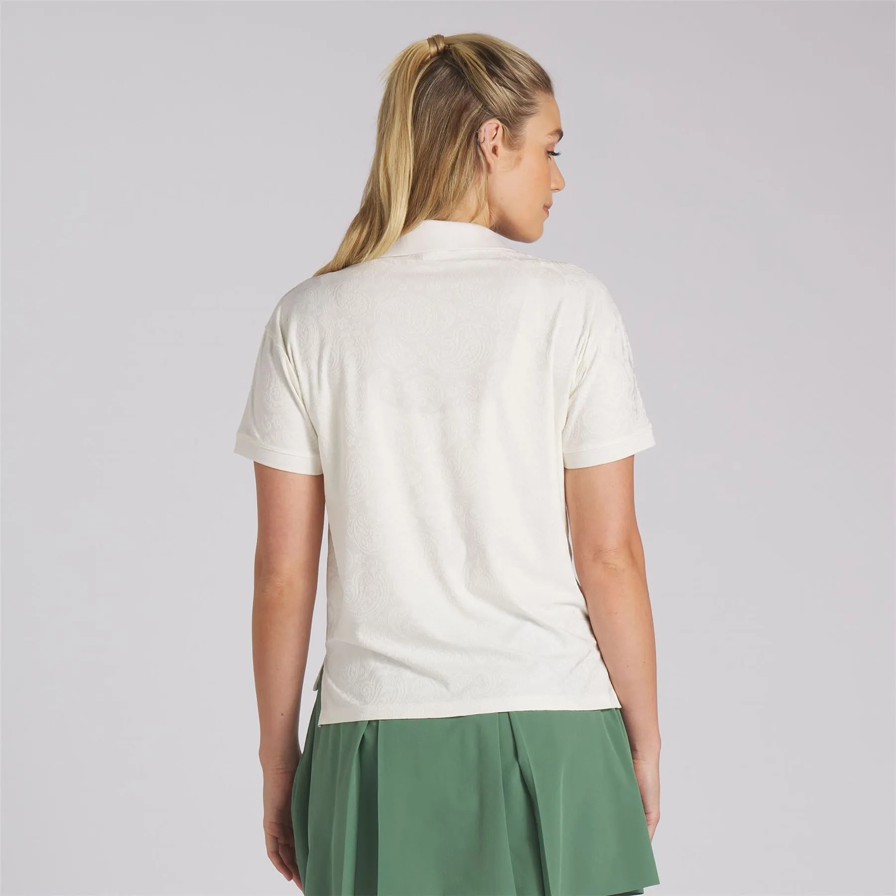 X QGC Womens Relaxed Crop Polo Warm White - SS24